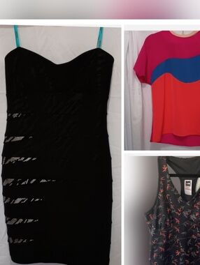 3pcs Medium Bundle Mixed Lot North Face Tank, Sheer Top, Colori Bodycon Dress M